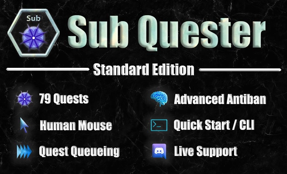 Sub Quester - Standard [80 Quests] [Advanced [Human Mouse] [Quick Start/CLI] [Quest [DB3] - Premium - DreamBot - OSRS Botting