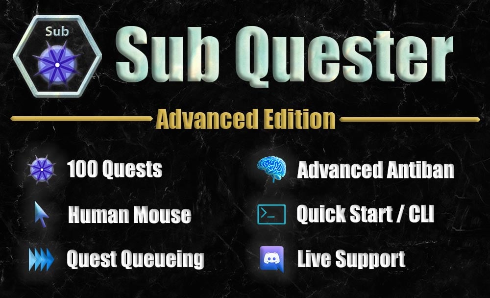 Gør det ikke rense fortov Sub Quester - Advanced [118 Quests] [Diaries] [Gear Customization]  [Advanced Antiban] [Human Mouse] [Quick Start/CLI] [Quest Queueing] [DB3] -  Premium - DreamBot - Runescape OSRS Botting