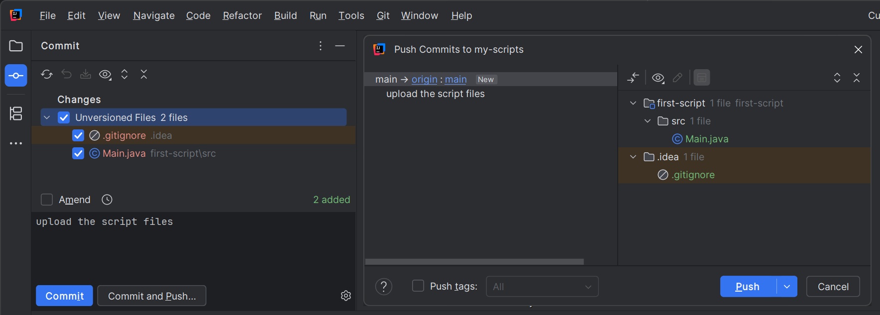 Commit Files in IntelliJ
