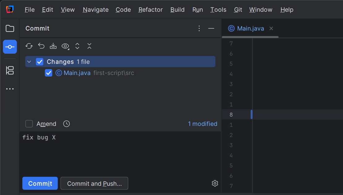 Commit Files in IntelliJ