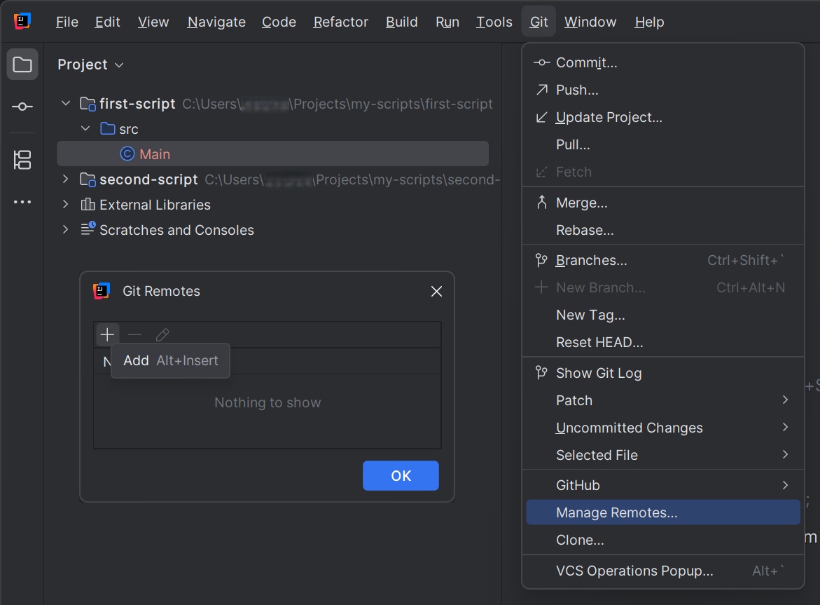 Add a Remote in IntelliJ