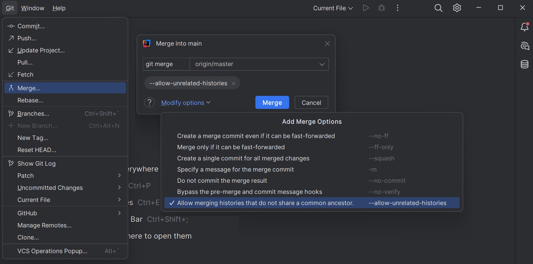 Merge in IntelliJ